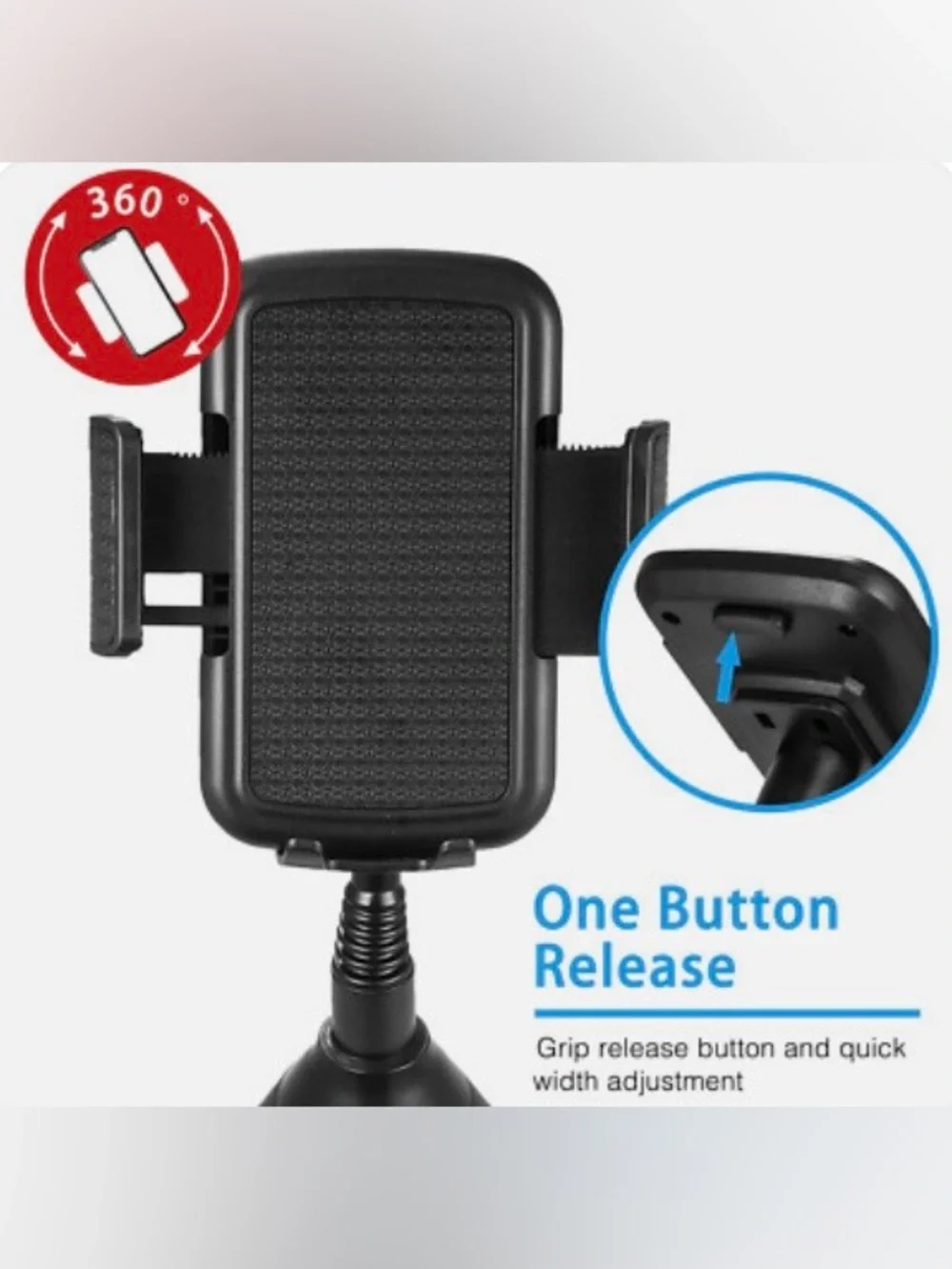 Universal Black 360° Heavy Duty Rotatable Car Cup Phone Holder Goose Neck NWOT